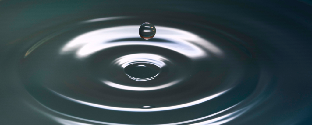 A drop of water from a leaky faucet